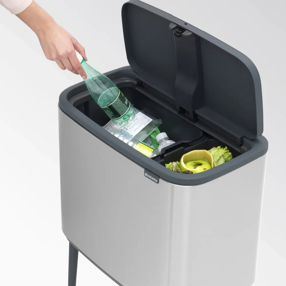 Brabantia Bo Touch Bin Afvalemmer 11 + 23 L - Vingerafdrukvrij - Zilver Sale