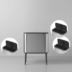 Brabantia Bo Touch Bin Afvalemmer 11 + 23 L - Vingerafdrukvrij - Zilver Sale