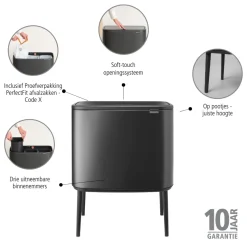 Brabantia Bo Touch Bin Afvalemmer 3 x 11 Liter - Confident Grey Best