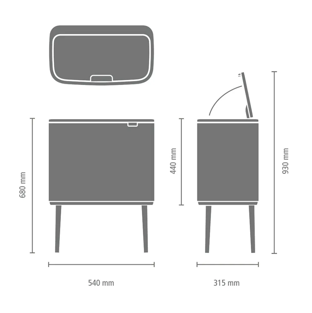 Brabantia Bo Touch Bin Afvalemmer 3 x 11 Liter - Confident Grey Best