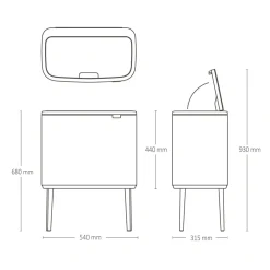 Brabantia Bo Touch Bin Afvalemmer 11 + 23 L - Mineral Cosy Brown