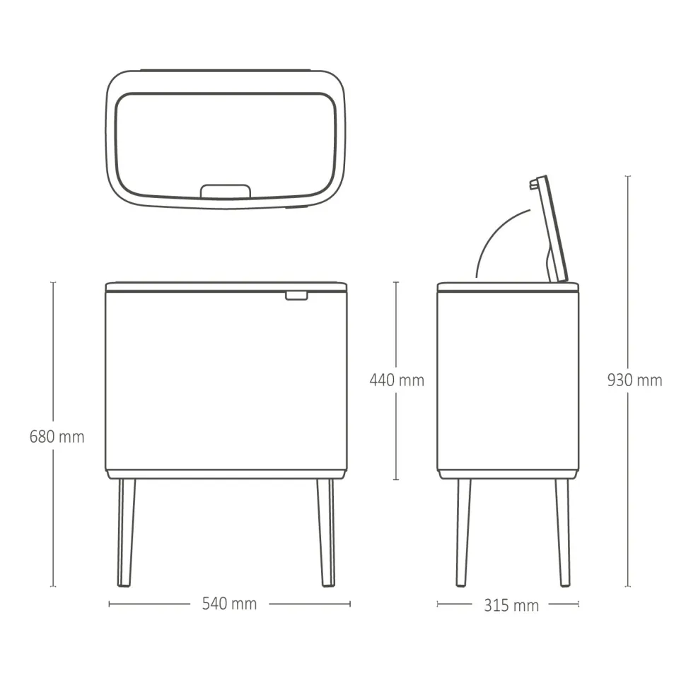 Brabantia Bo Touch Bin Afvalemmer 11 + 23 L - Mineral Cosy Brown