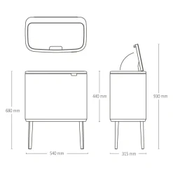 Brabantia Bo Touch Bin Afvalemmer 3 x 11 L - Pine Green