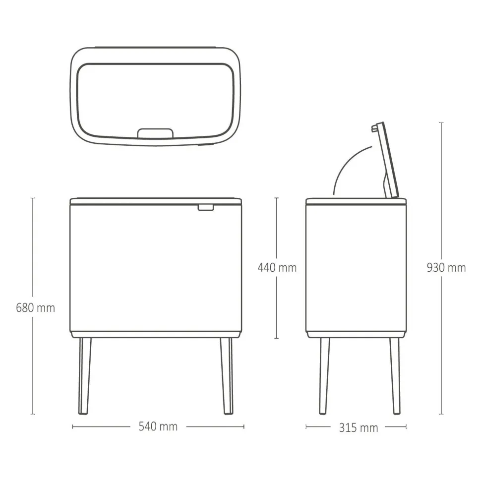 Brabantia Bo Touch Bin Afvalemmer 11 + 23 L - Pine Green