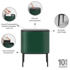 Brabantia Bo Touch Bin Afvalemmer 11 + 23 L - Pine Green