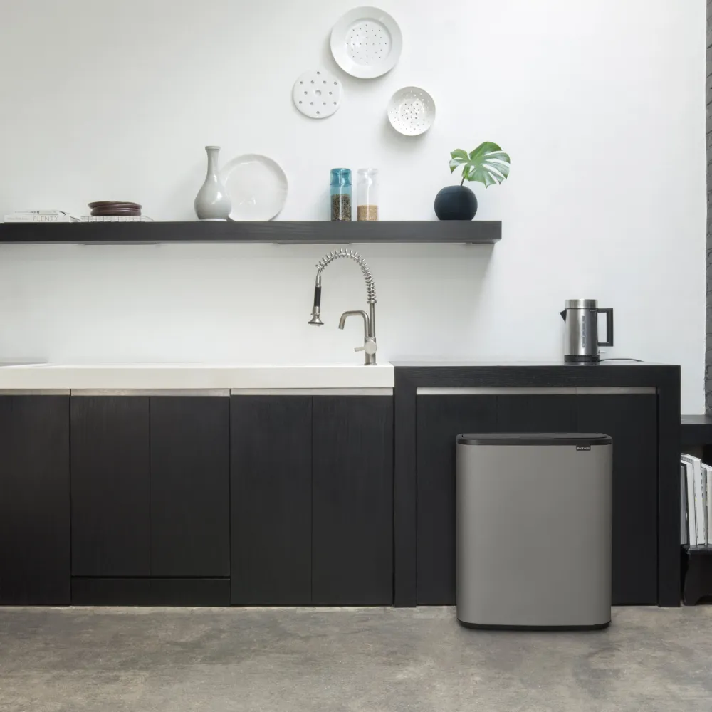 Brabantia Bo Touch Bin Afvalemmer 2 x 30 L - Mineral Concrete Grey Outlet