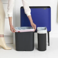 Brabantia Bo Touch Bin Afvalemmer 34 Liter (11 + 23 Liter) - Mineral Powerful Blue Outlet