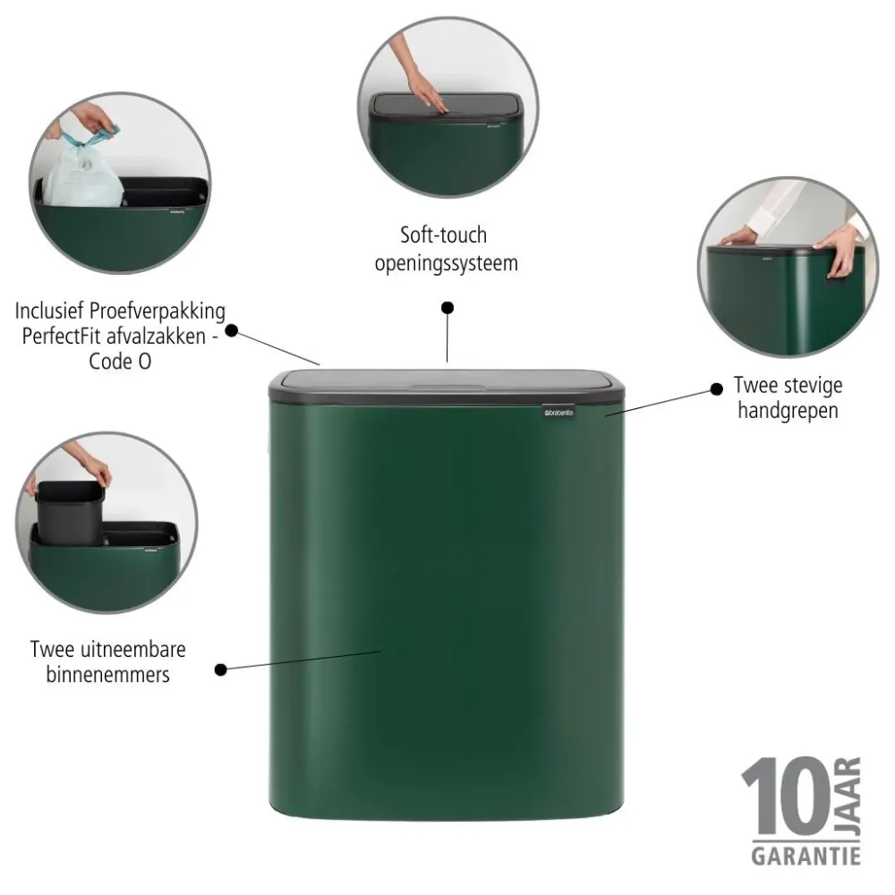 Brabantia Bo Touch Bin 2 x 30 L - Pine Green Hot