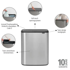 Brabantia Bo Touch Bin 2 x 30 L - Vingerafdrukvrij - Zilver Online