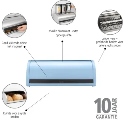 Brabantia Broodtrommel met schuifdeksel - Dreamy Blue