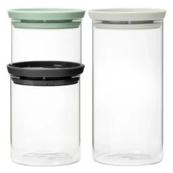 Brabantia Glazen Voorraadbussen stapelbaar - Set van 3 Sale