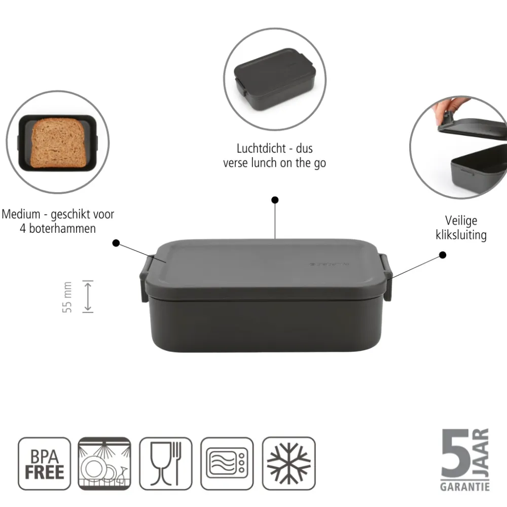 Brabantia Make & Take Lunchbox Medium - Kunststof - Dark Grey Clearance