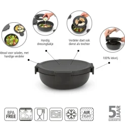 Brabantia Make & Take Salade Lunchbox 1,3 L - Kunststof - Dark Grey