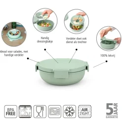 Brabantia Make & Take Salade Lunchbox 1,3 L - Kunststof - Jade Green