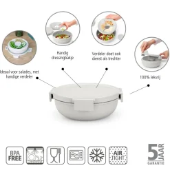 Brabantia Make & Take Salade Lunchbox 1,3 L - Kunststof - Light Grey