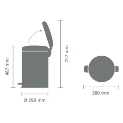 Brabantia NewIcon Pedaalemmer 12 L- Mineral Powerful Blue Hot
