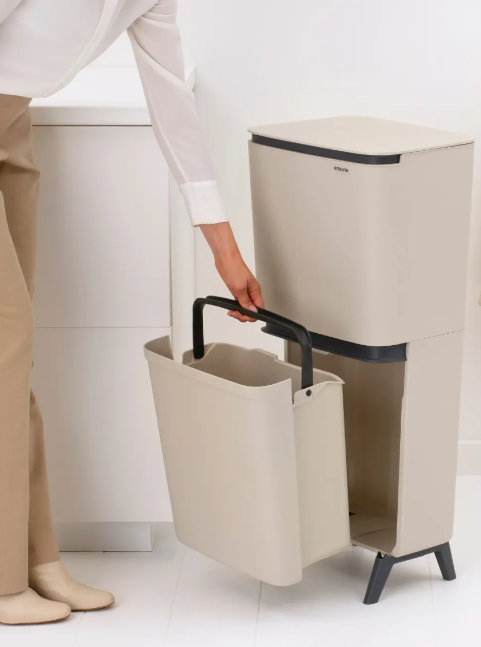 Brabantia SortUp Hi Prullenbak Soft Beige 20 + 25 liter
