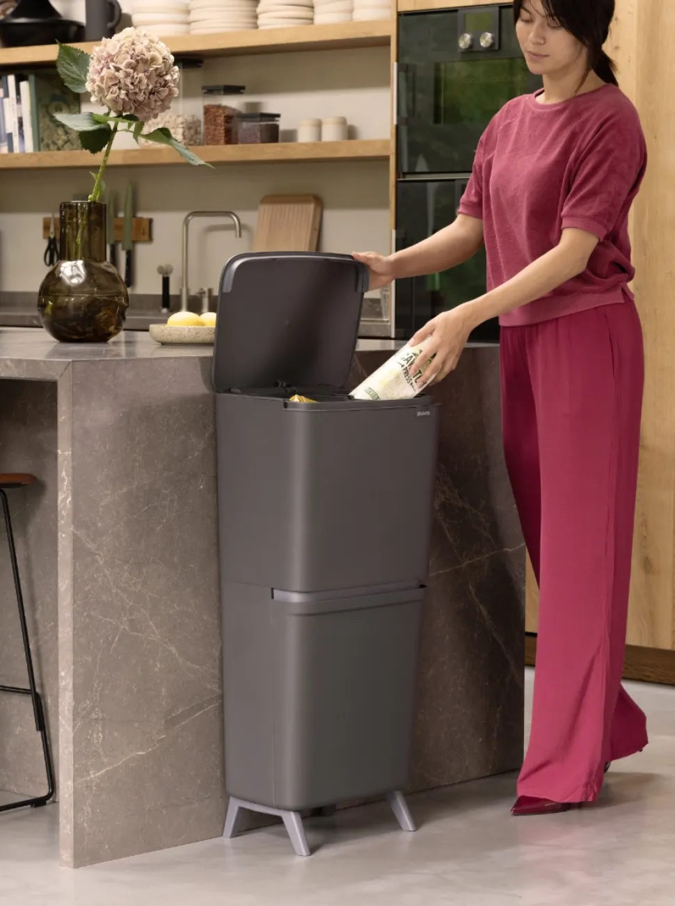 Brabantia SortUp Hi Prullenbak Dark Grey 25 + 10 + 10 liter