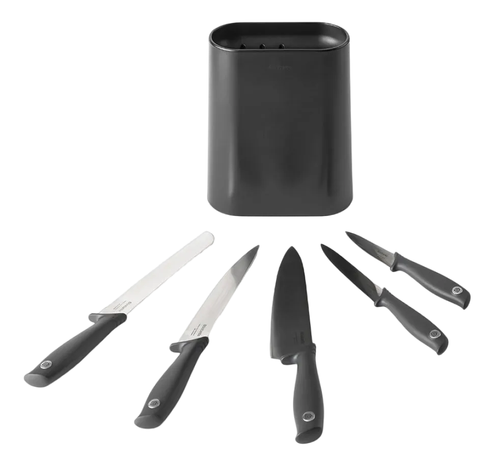 Brabantia Tasty+ Messenblok Dark Grey met 5 Messen
