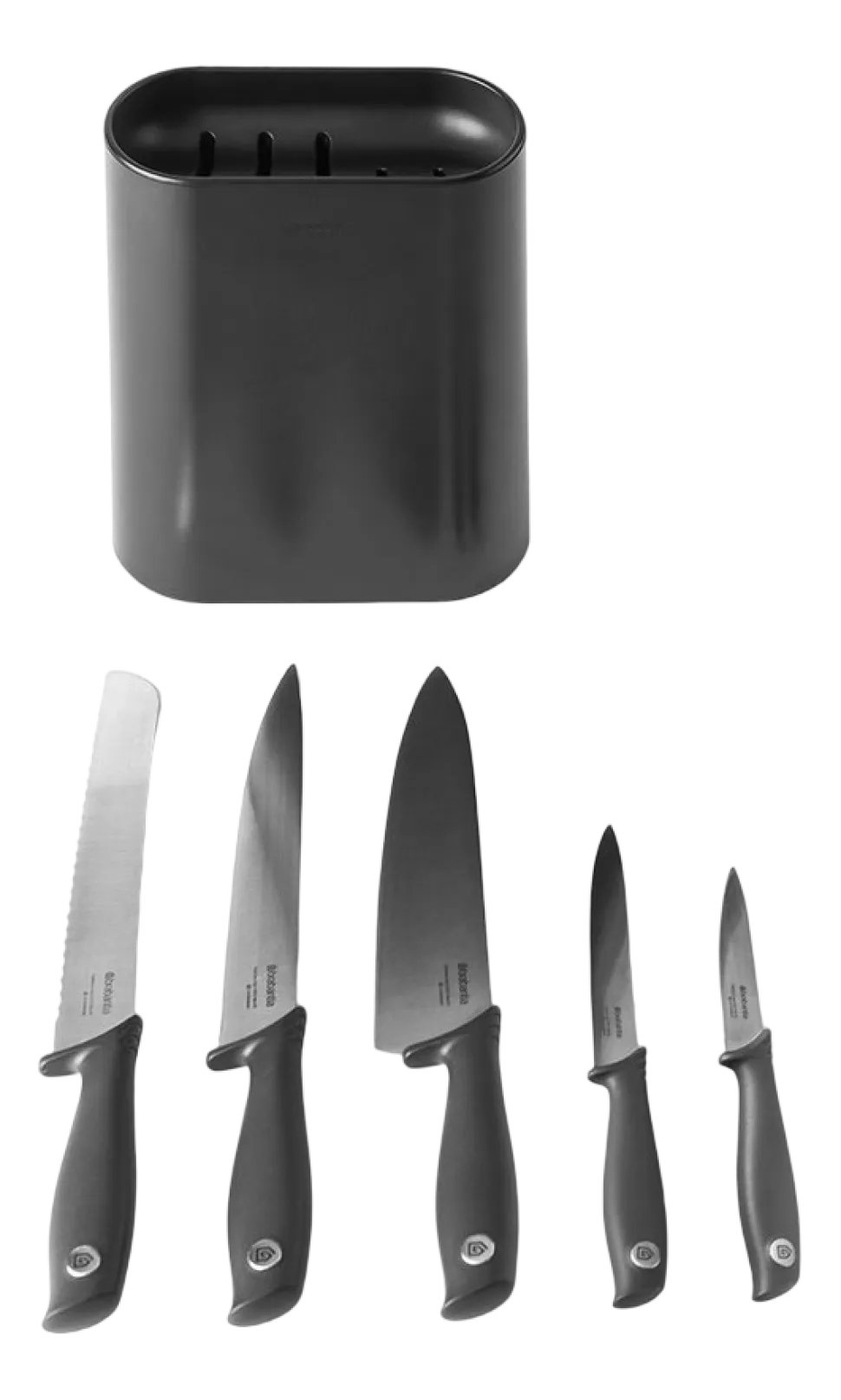 Brabantia Tasty+ Messenblok Dark Grey met 5 Messen