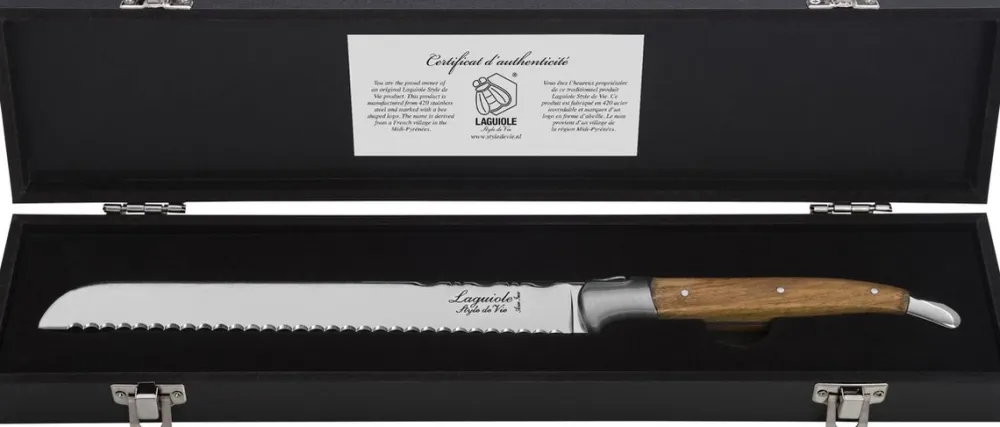 Laguiole Style de Vie Broodmes Luxury Line Olijfhout Sale