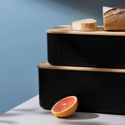Bodum Broodtrommel Bistro Small Black met Bamboo Deksel New