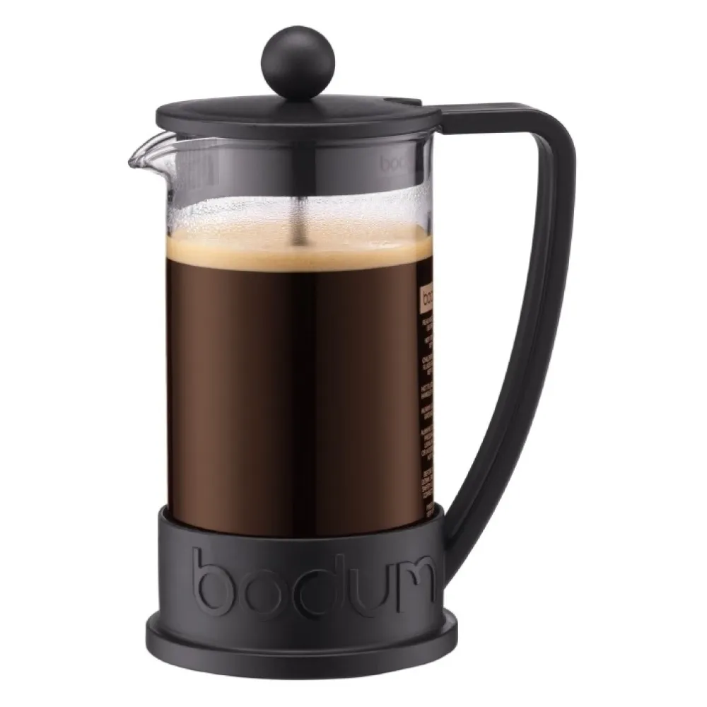 Bodum Cafetiere Brazil Zwart Gebogen Handvat 1.0L Hot