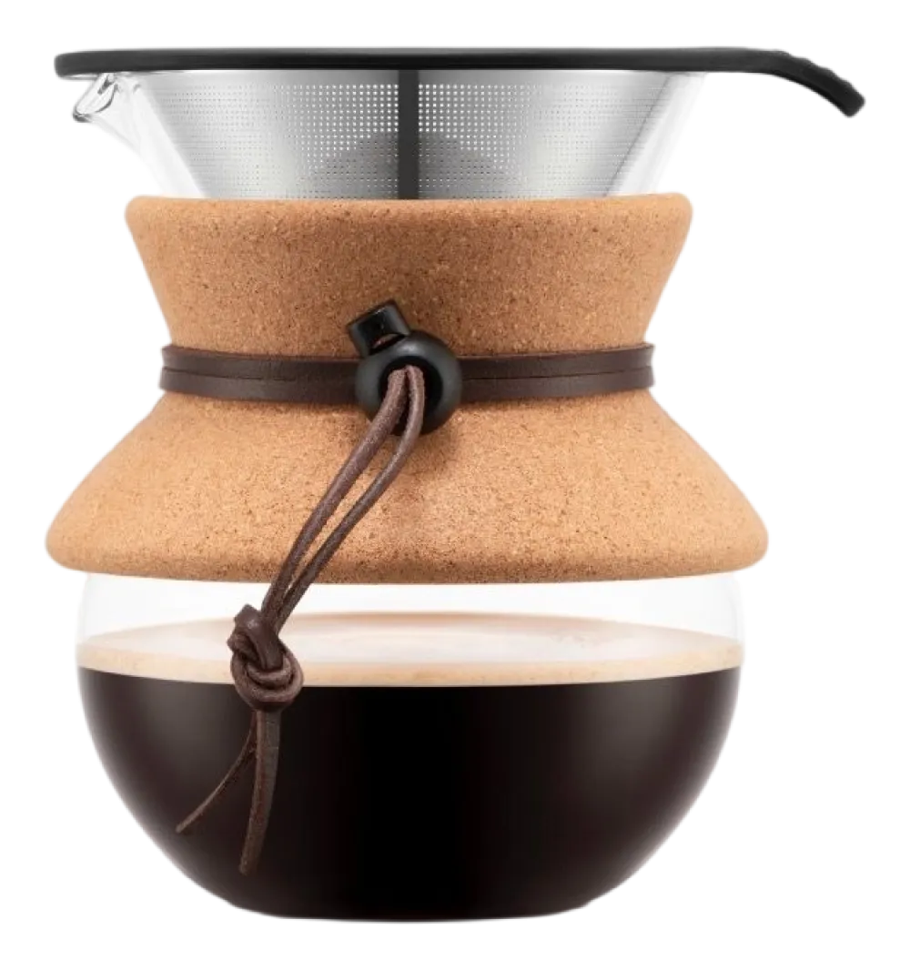 Bodum Cafetière Pour Over Met Filter en Kurken Hals Bruin 500 ml Outlet