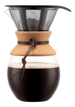 Cafetière Bodum Pour Over Met Filter en Kurken Hals 12 Kops Zwart 1,5 L