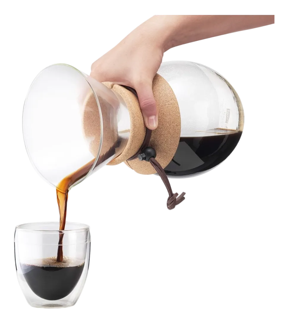 Cafetière Bodum Pour Over Met Filter en Kurken Hals 12 Kops Zwart 1,5 L