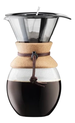 Cafetière Bodum Pour Over Met Filter en Kurken Hals 12 Kops Zwart 1,5 L