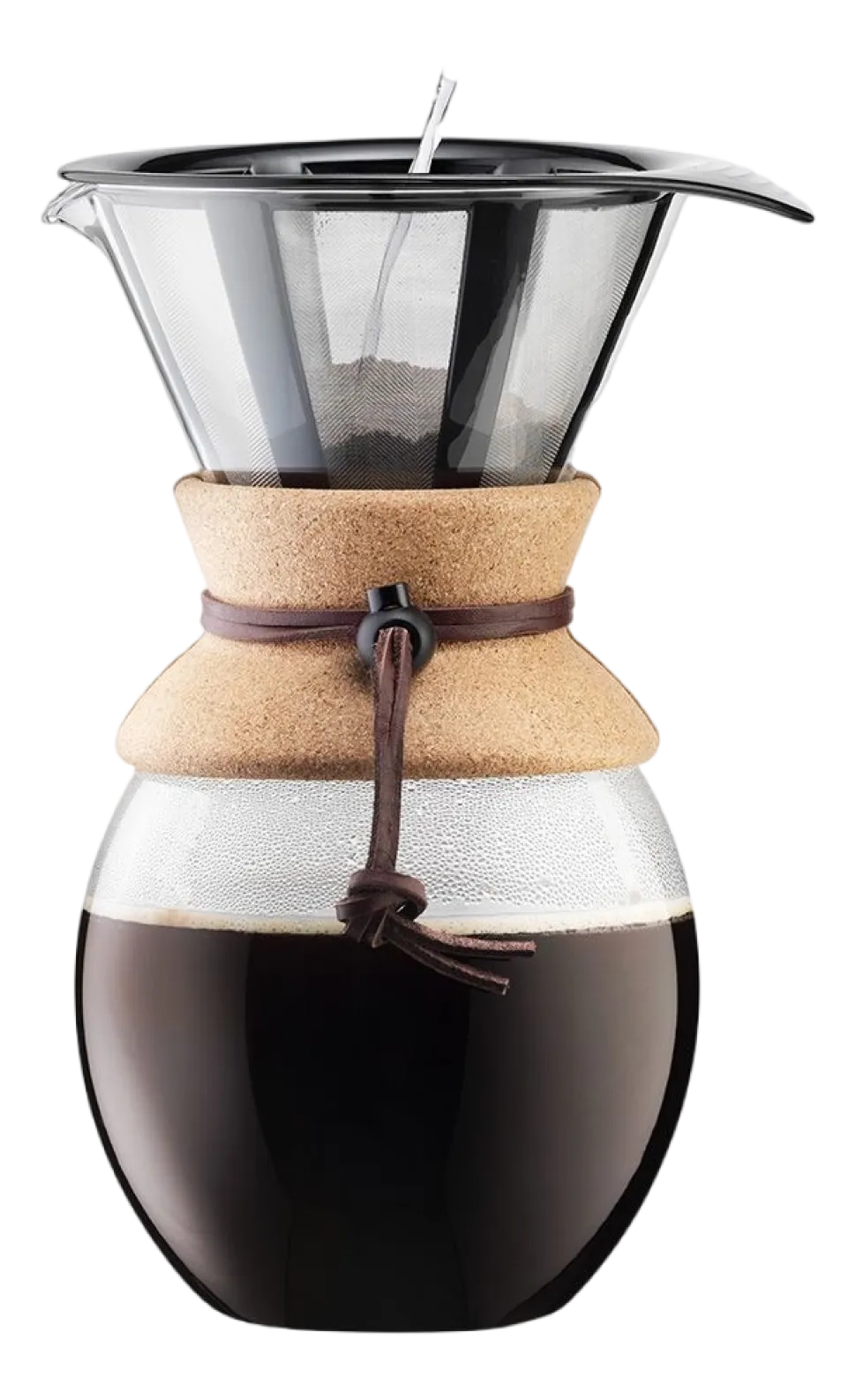 Cafetière Bodum Pour Over Met Filter en Kurken Hals 12 Kops Zwart 1,5 L