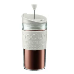 Bodum Cafetière Travel Press 0.35L Crème met Extra Lid New