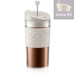Bodum Cafetière Travel Press 0.35L Crème met Extra Lid New