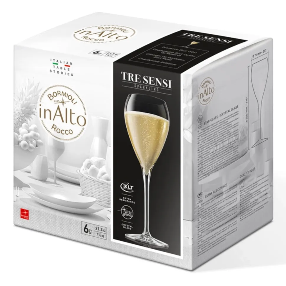 Champagneglas Bormioli Rocco Inalto Tre Sensi 21 cl (Set van 6)