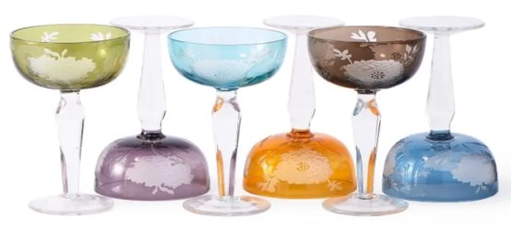 POLSPOTTEN Champagneglas Coupe Peony Multicolour (Set van 6) Clearance
