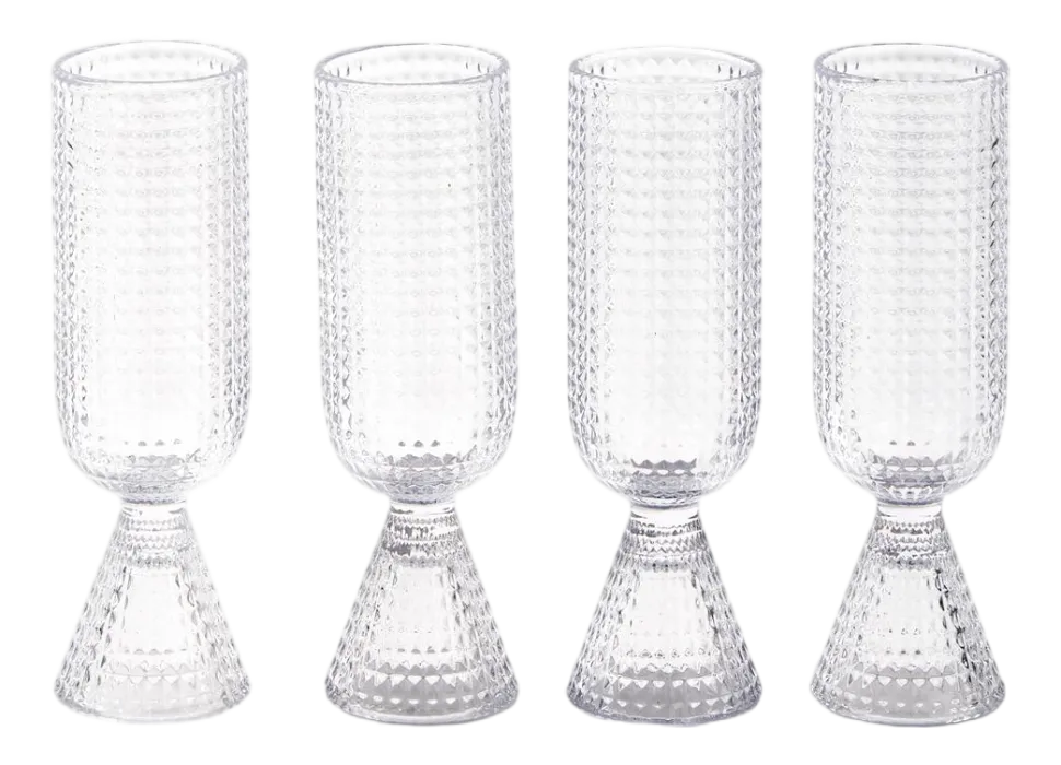 Champagneglas POLSPOTTEN Rooftop Transparent (Set van 4)