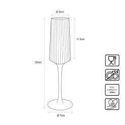 Champagneglas vtwonen with Gold Rim Clear 230 ml (Set van 4)