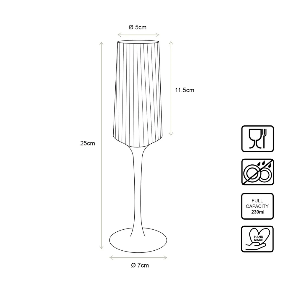 Champagneglas vtwonen with Gold Rim Clear 230 ml (Set van 4)