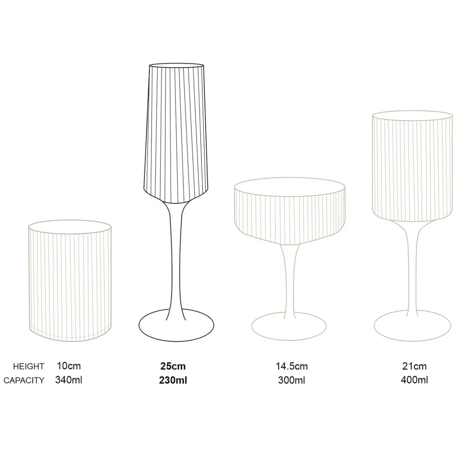 Champagneglas vtwonen with Gold Rim Clear 230 ml (Set van 4)