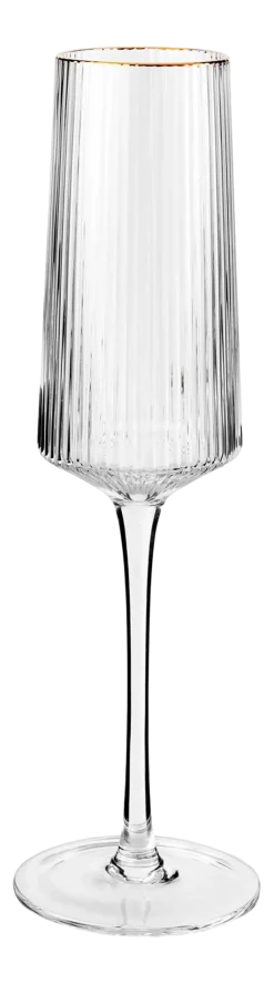 Champagneglas vtwonen with Gold Rim Clear 230 ml (Set van 4)