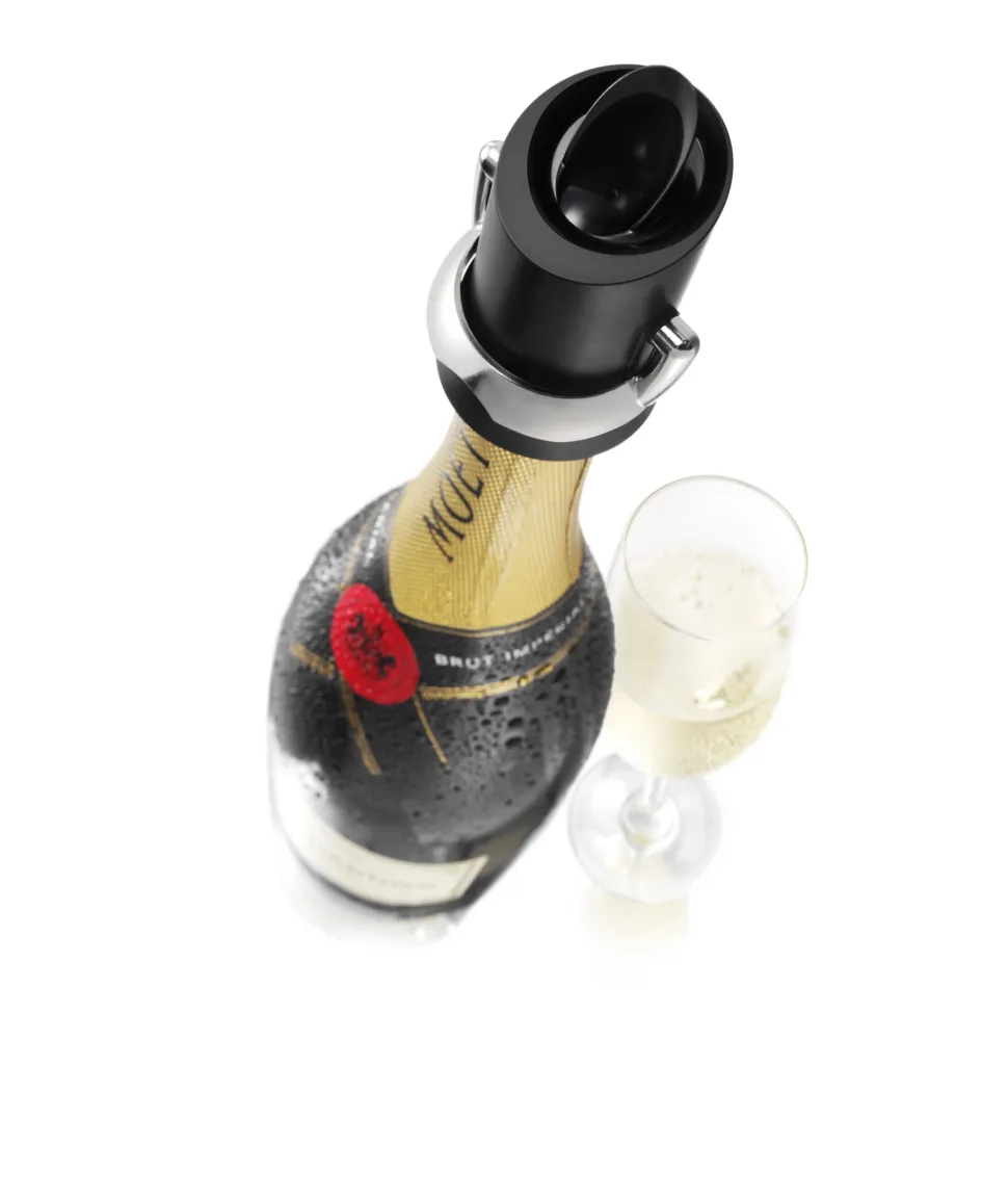 Champagne Saver Vacu Vin Zwart