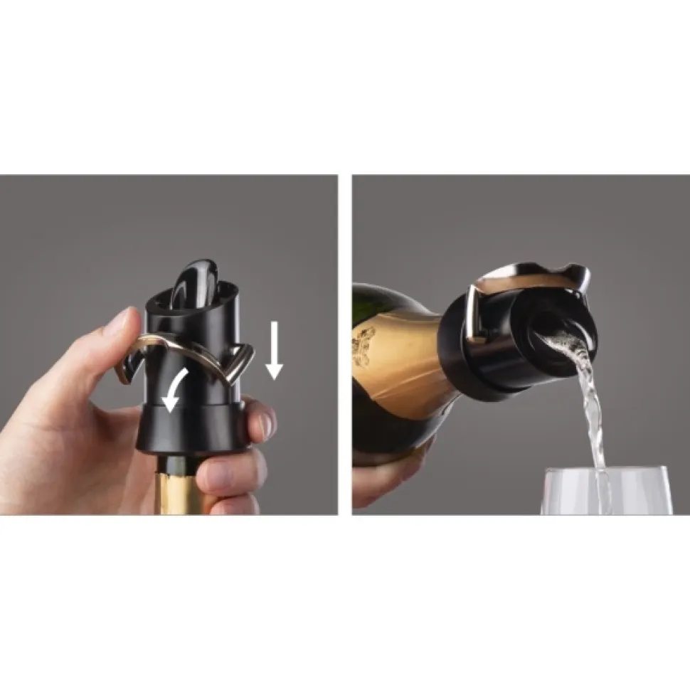 Champagne Saver Vacu Vin Zwart