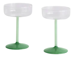 HAY Cocktailglas Tint Coupe Glass Clear, Jade Light Green And Jade Dark Green (Set van 2) New