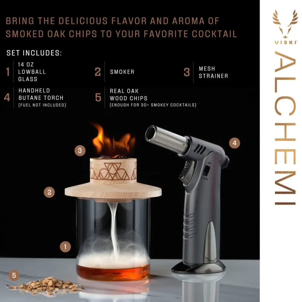 Viski Cocktailset Alchemi Single Serve Smoker (4-Delig)