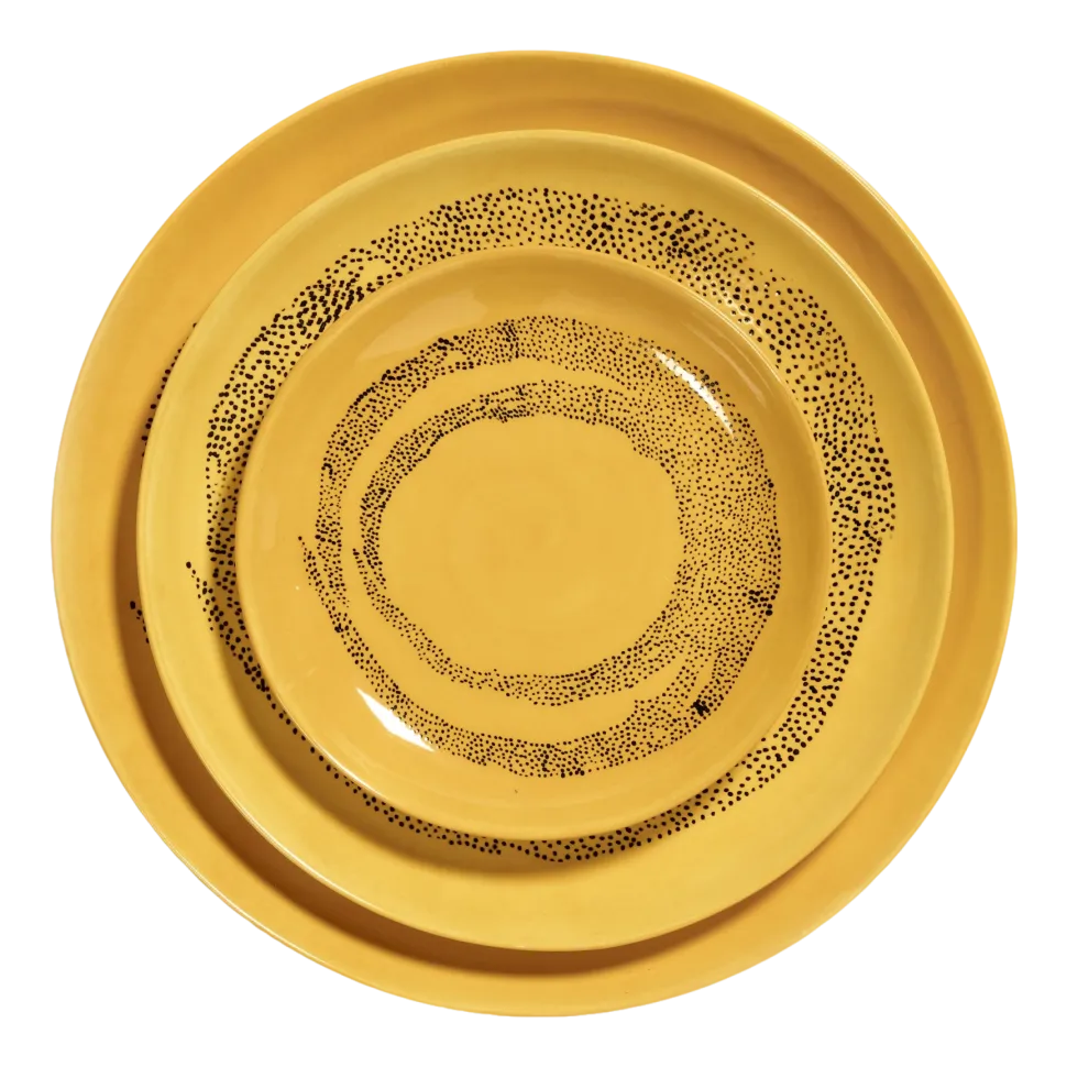 Dessertbord Serax XS Feast Yellow Dots Black 16 cm