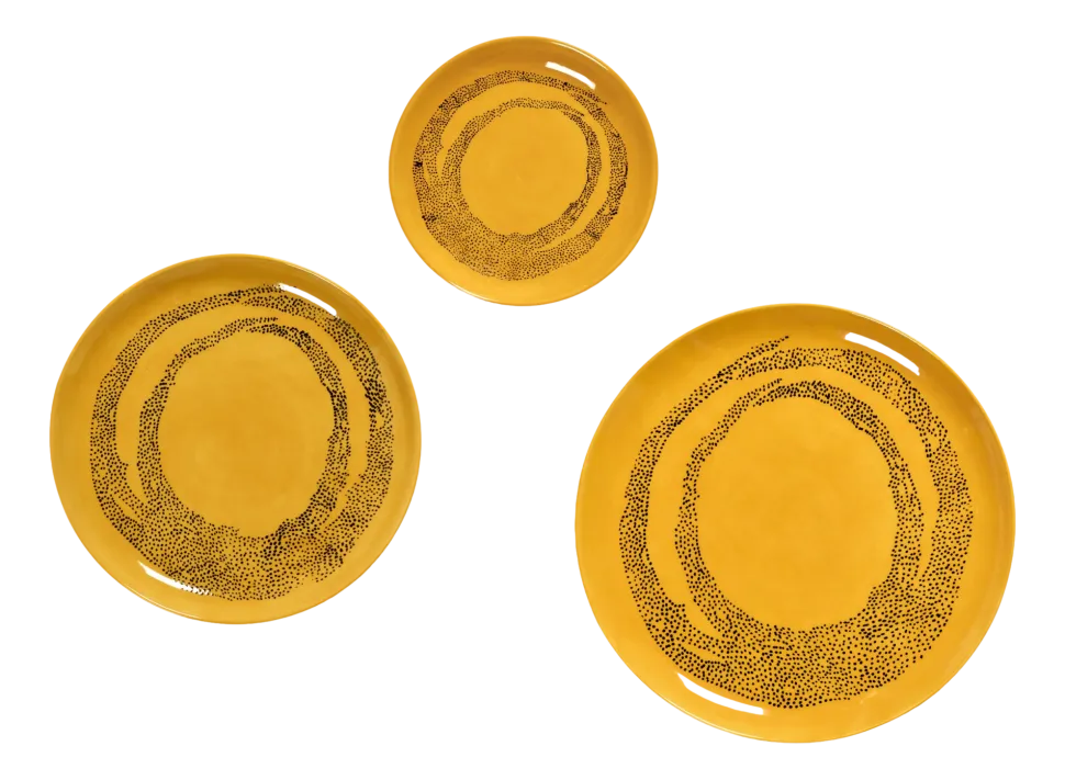 Dessertbord Serax XS Feast Yellow Dots Black 16 cm