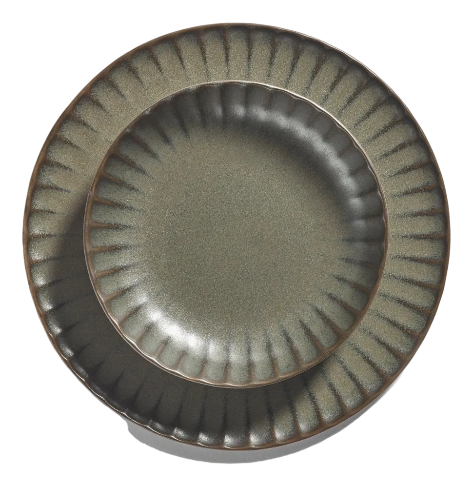 Diep bord Serax Inku Tableware Green L 23 x h 4,5 cm