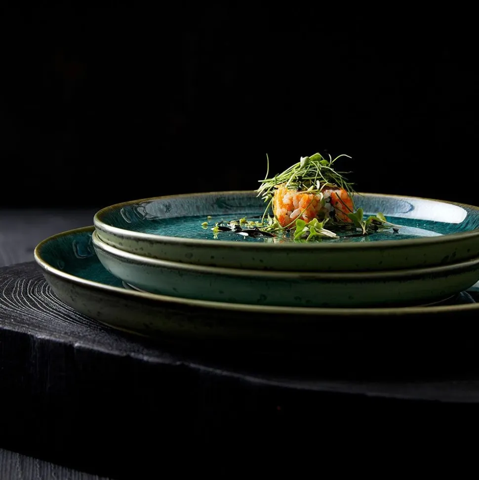 Dinerbord Bitz Gastro Zwart Groen 27 cm (set van 6)
