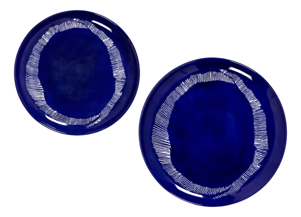 Dinerbord Serax Feast tableware by Ottolenghi Dark Blue Stripes White 22,5 cm